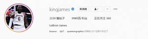 詹姆斯ins粉丝即将达到1亿 超过五大联盟官方账号之和
