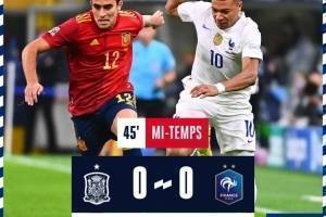 半场-瓦拉内伤退双方机会寥寥 西班牙0-0暂平法国
